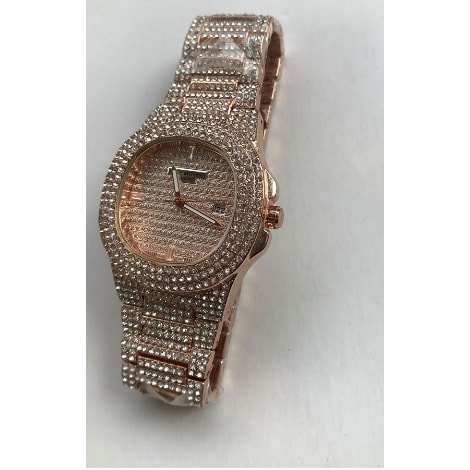 Iced Stones Wrist Watch - Rose Gold