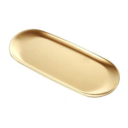 Golden Stainless Steel Oval Plate x 3pcs