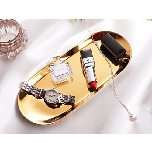 Golden Stainless Steel Oval Plate x 3pcs