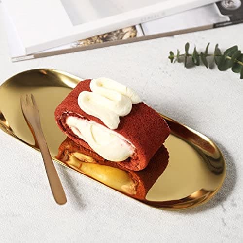 Golden Stainless Steel Oval Plate x 3pcs