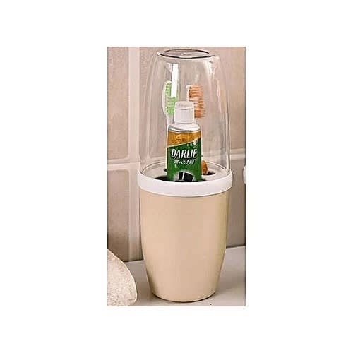 Toothpaste And Toothbrush Holder With Transparent Lid