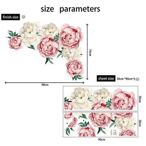 Peony Rose Decorative Wall Sticker (98cm X 74cm)