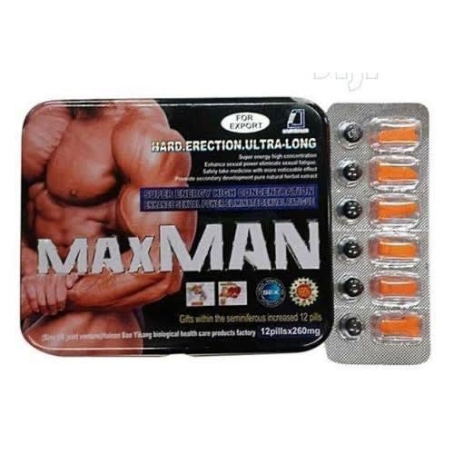 Maxman - Hard Erection And Long Lasting Sex Pills For Men - 12 Pills- 260mg