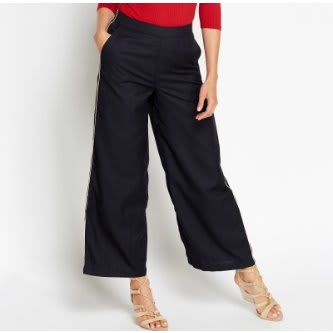 Metallic Trim Wide Leg Trousers 062