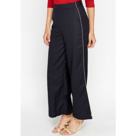 Metallic Trim Wide Leg Trousers 062