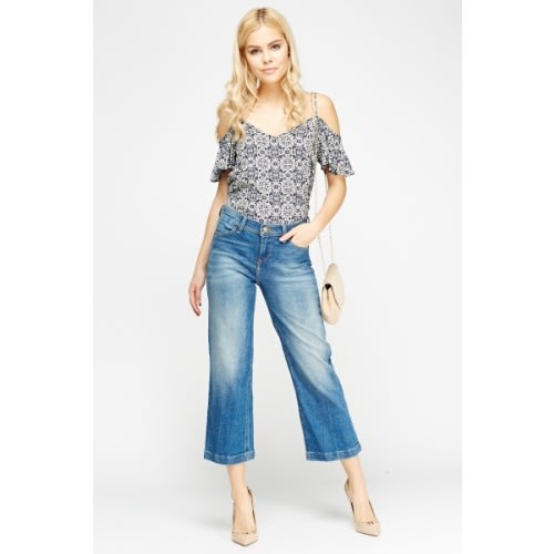 Straight Leg Middle Jeans - Blue - 0081