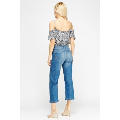 Straight Leg Middle Jeans - Blue - 0081
