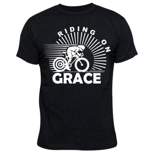 Riding On Grace Print Tshirt -black