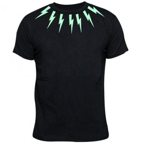 Glow In Dark Flash Light Print Tshirt - Black