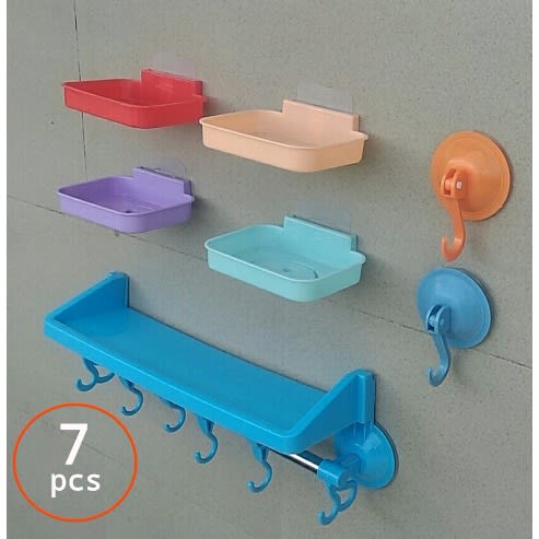 Soap Box + Toothpaste Holder Bathroom Rack - 7pcs