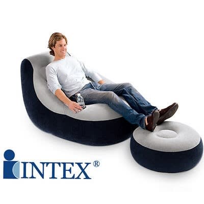 Inflatable Air Sofa With Ottoman + Intex High Output Hand Air Pump