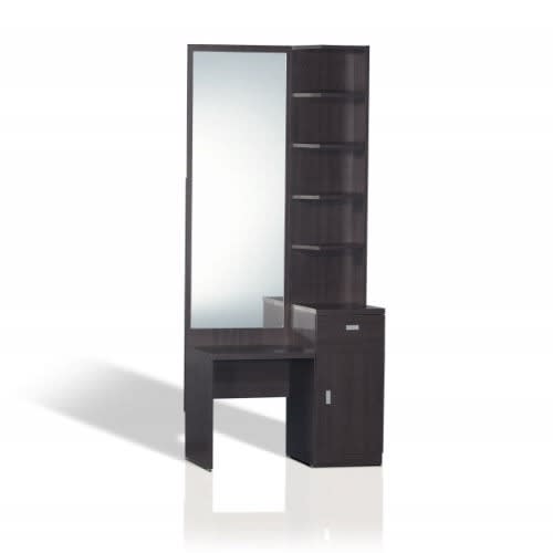 Wooden Mirror Dresser With Single Drawer And Door Storage - Brown