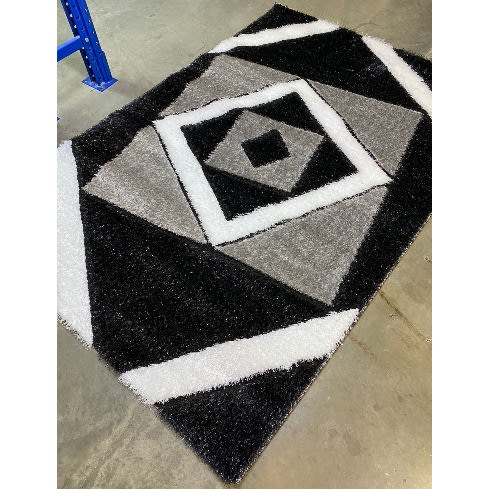 Pattern Center Shaggy Rug -Multicolor-4ft By 6ft