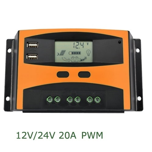 Solar Charge Controller-12V/24V 20A PWM+Dual USB Port