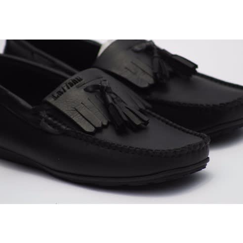 Men's Leather Loafers Shoe With Tassel - Black