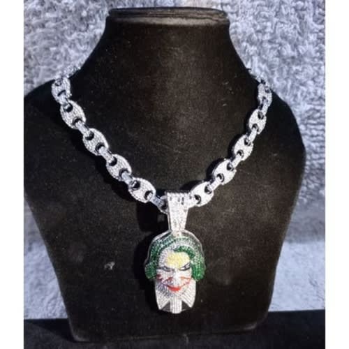 Front Cuban Chain With Head Pendant -Silver