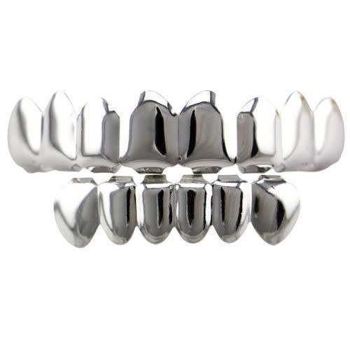 Hip Hop Teeth Grillz Top & Bottom Grill - Silver