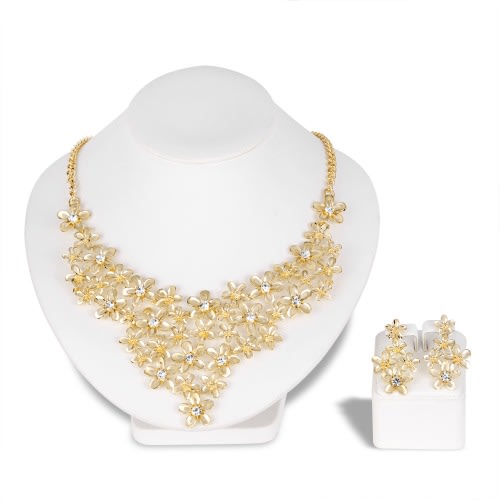 Women's Necklace And Earrings Set- Gold