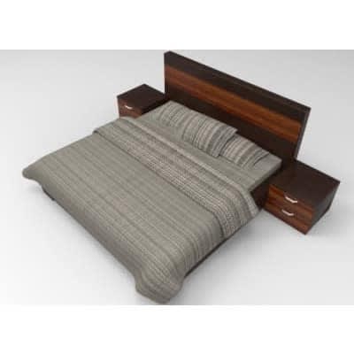 Adelia Series - 6 X 6 Feet Bedframe - Dark, Brown And Mansonia With 2 Bed Side