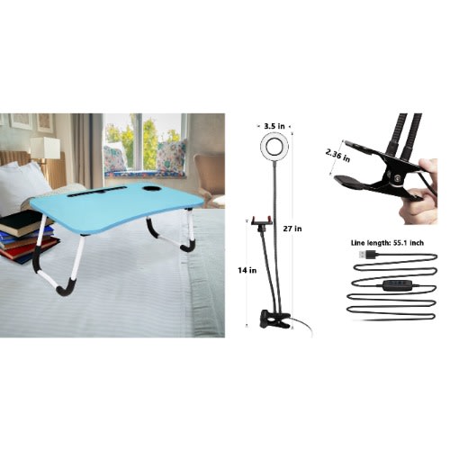 Foldable Table With Phone Holder With Ring Light