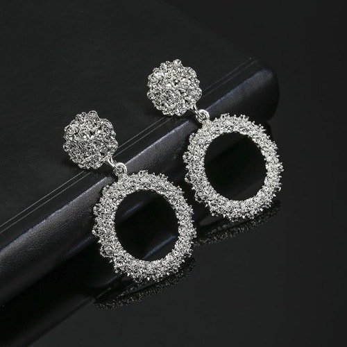 Vintage Round Shape Dangle Earrings - 2 In 1