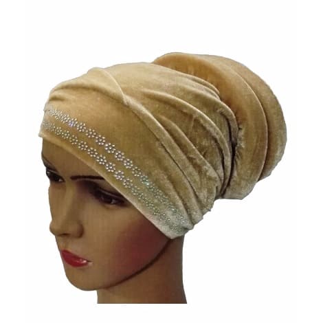 Studded Twin Tube Turban - Butter Brown