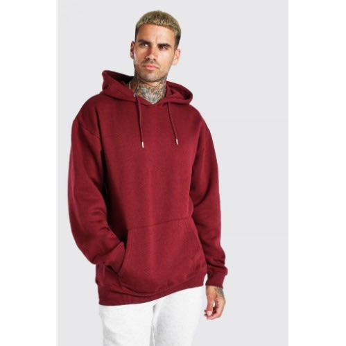 Men's Plain Hoodie Sweater -  Wine