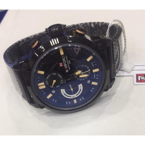 Men's Metal Water Proof Wrist Watch - Black