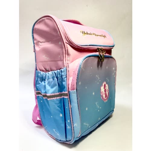 School Bag With Reflector- Baby Pink And Blue