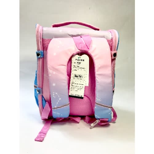 School Bag With Reflector- Baby Pink And Blue