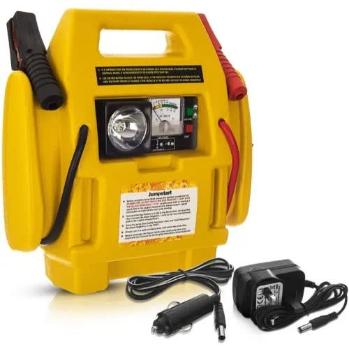 Portable Car Jump Starter & Air Compressor - Yellow - 4 In 1 - 12v