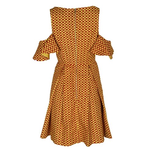 Ankara Midi Ladies Gown With Small Sleeve (lg-4578) - Yellow