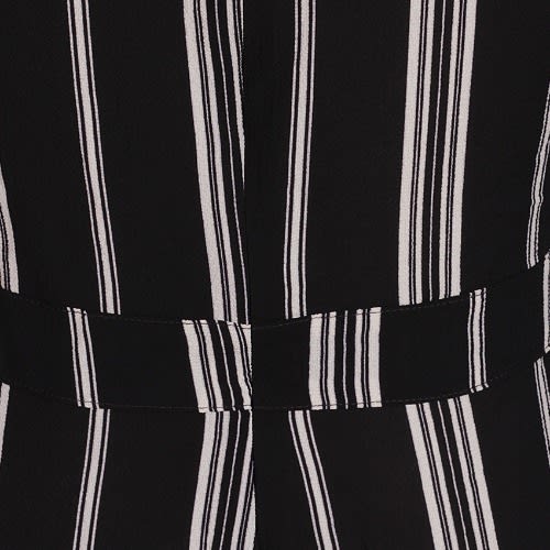 Monochrome Stripe Dress With Bell Sleeve