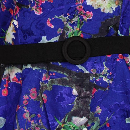 Floral Jacquard Dress - Blue