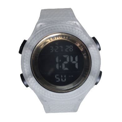 Rubber Round Face Wristwatch - White
