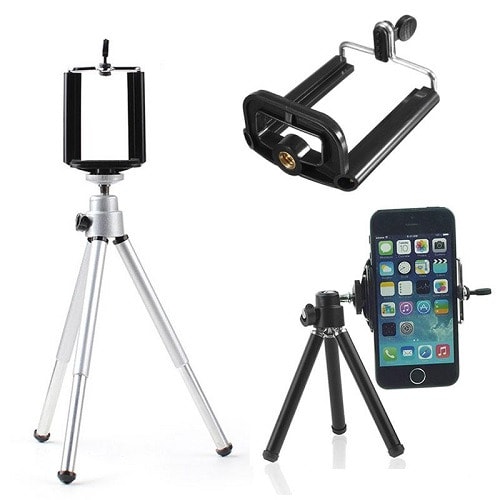360 Degrees Full Metal Rotating Extendable Mini Tripod + Stand Holder