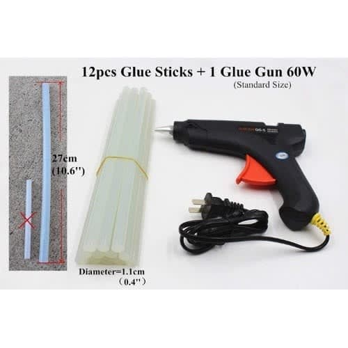 Hot Melt Glue Gun - 60W With 10 Pieces Free Glue Sticks