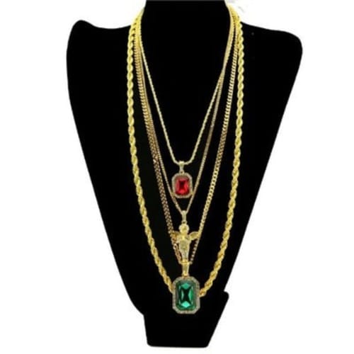 Necklaces With Pendant Set - 4 Pcs