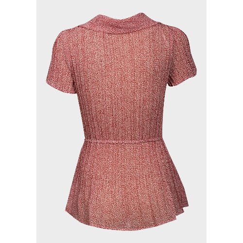 Cowl Neck Short Sleeve Pleated Top