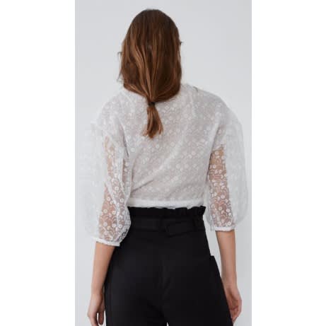 White Floral Organza Top