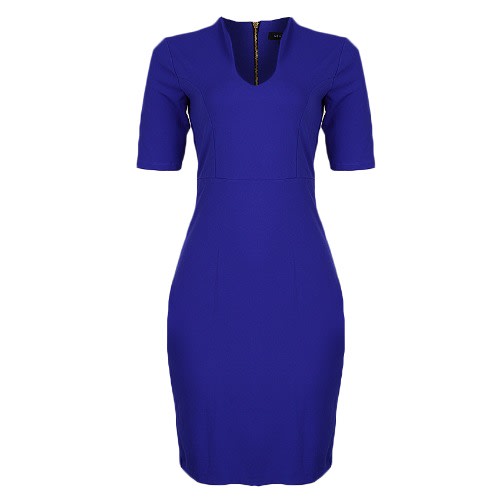 Shift Dress With Gold Zip - Blue