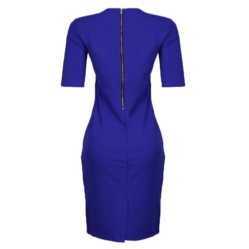 Shift Dress With Gold Zip - Blue