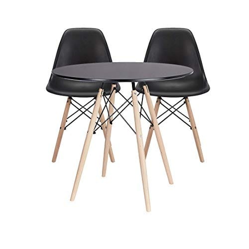 Mdf Dining Table With 2 Sitting Chairs - Black