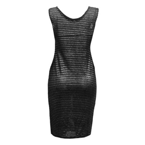 Metallic Stripe Midi Dress - Black
