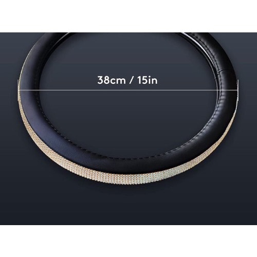 Diamond Encrusted Steering Wheel Cover - Gold And Black