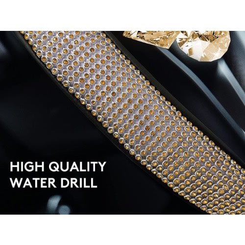 Diamond Encrusted Steering Wheel Cover - Gold And Black