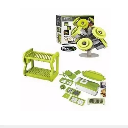 3 In 1 Nicer Dicer , Spice Rack & Dish Rack Bundle