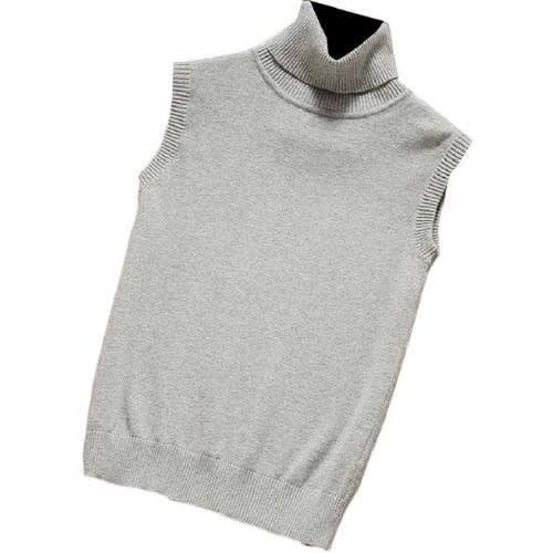 Sleeveless Turtleneck Top - Grey