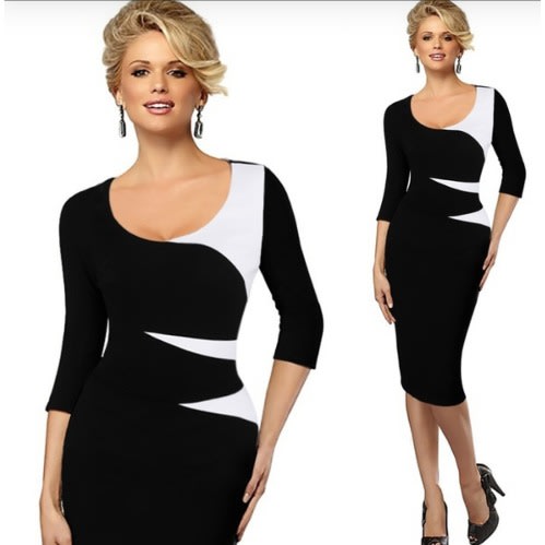 Elegant Patch Work Bodycon Dress