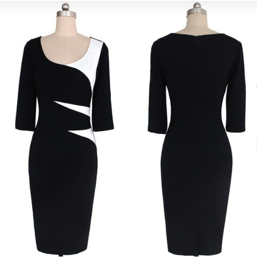 Elegant Patch Work Bodycon Dress